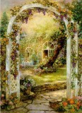 Лена Лиу, цветочная арка, дачный дворик утопающий в цветах