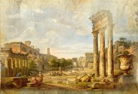 Джованни Паоло Панини "Вид Кампо Ваччино с храмом Юпитера, аркой Тита, колизеем..."