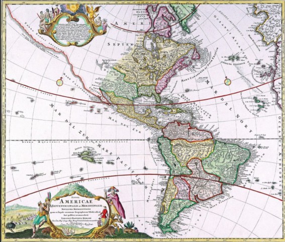 Иоган Хоманн, карта южной и северной Америки, 1720