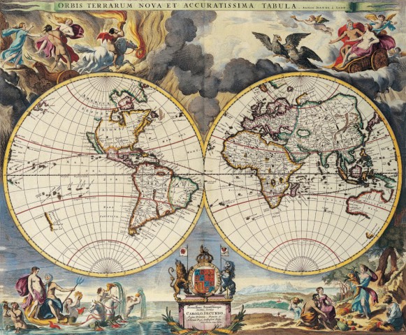 Лун Иоанн ван, Карта мира, два полушария, 1666