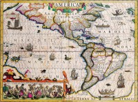 Хондиус, карта Северной и Южной Америки, 1628