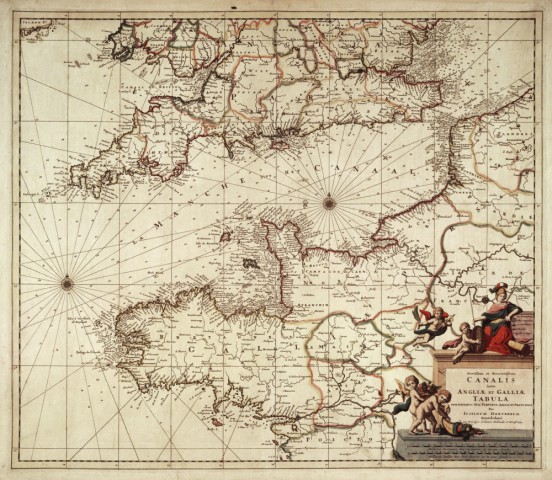 Корнелиус Данкертс, карта Англии и Франции, 1690