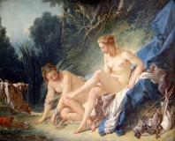 Франсуа Буше "Диана после купания", девушки отдыхающие после охоты