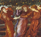 Эдвард Коли Бёрн-Джонс "Сад Гесперид", три девушки вокруг яблони, обвитой змеёй