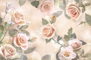 Бутоны роз в розовом цвете, техника исполнения - фреска