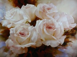 Игорь Левашов, букет розовых роз