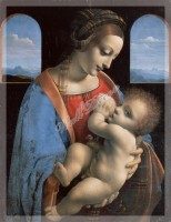 Леонардо да Винчи "Мадонна с младенцем", изображение библейского сюжета