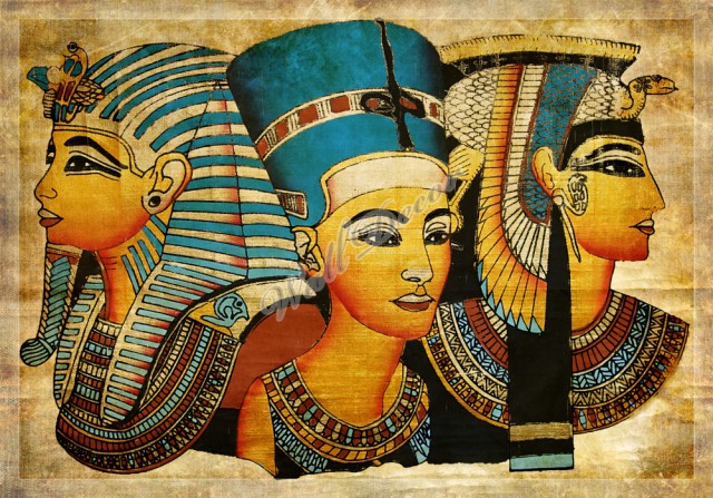 Изображение египетских фараонов на папирусе, древнеегипетские сюжеты