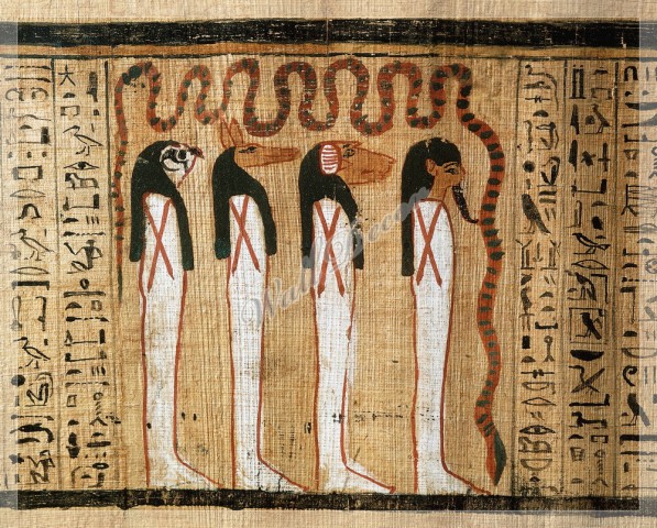 Древняя иллюстрация в египетском папиросном свитке "Книга мёртвых"