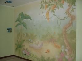 Детская роспись в стиле сказочных джунглей