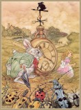 Энджел Домингес иллюстрации к сказке "Алиса в стране Чудес", кролик и часы