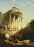Дэвид Робертс "Руина храма Бахуса", композиция из колонн и останков храма
