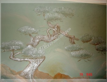 Барельеф в интерьере в японском стиле дерево Бансай, артикул Б (10)