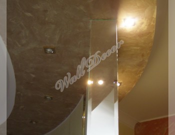 Венецианская штукатурка в интерьере на потолке трёхслойная, выполненные работы, артикул ВШ13