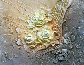 Барельеф панно с изображением цветов