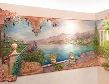 Барельеф с художественной росписью Лазурная гавань побережье моря