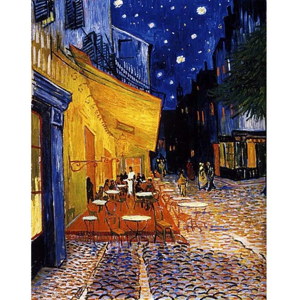 Винсент Ван Гог "Ночная терраса кафе", постимпрессионизм, ночное небо, лунный свет