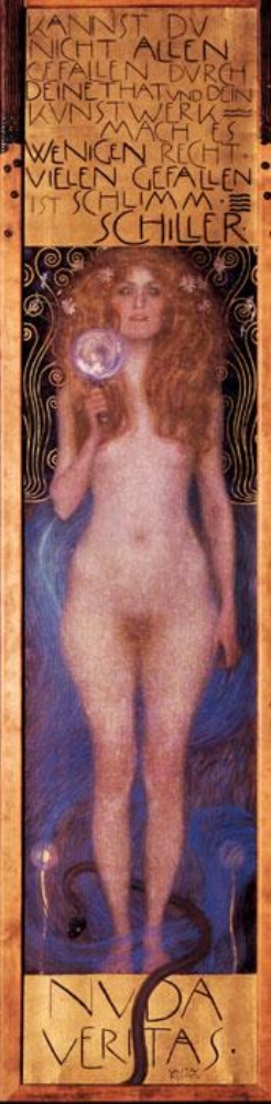 Густав Климт "Обнаженная истина", романтизм, обнаженная женщина с зеркалом в руке