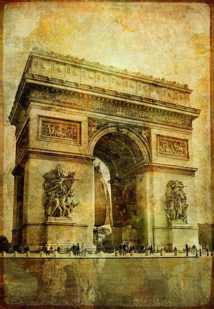 Триумфальная арка в Париже в стиле винтаж